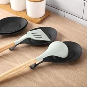 NWT No Label 5pc Black Silicone Spoon Rest Snack Dish Fruit Plate Set